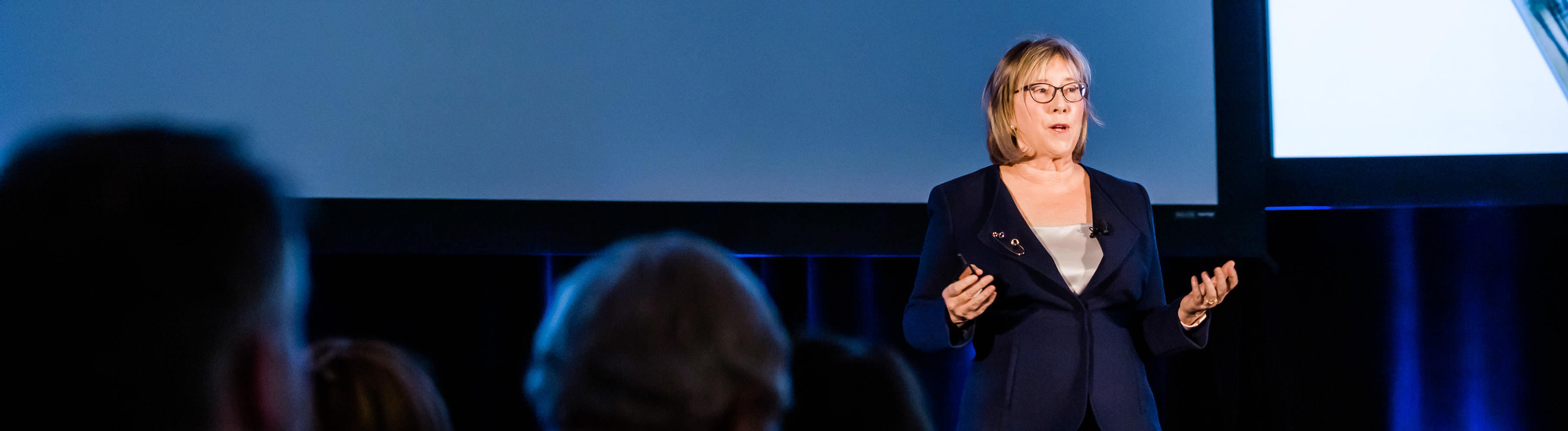 A speaker at a climate solutions event