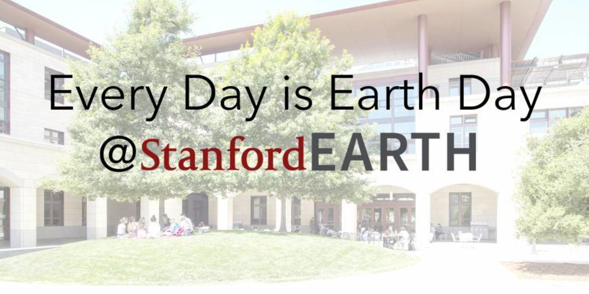 cover of Stanford Earth Day over a building 