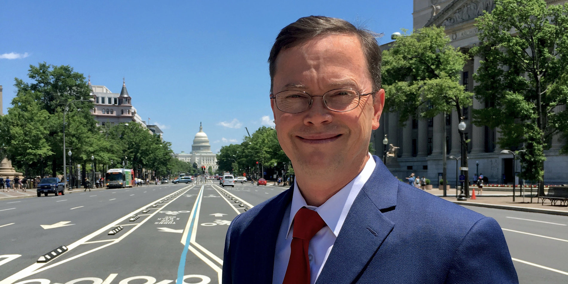 Kai Anderson in front of Capitol building