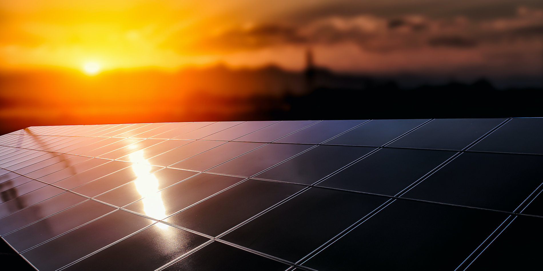 Solar panel and setting sun