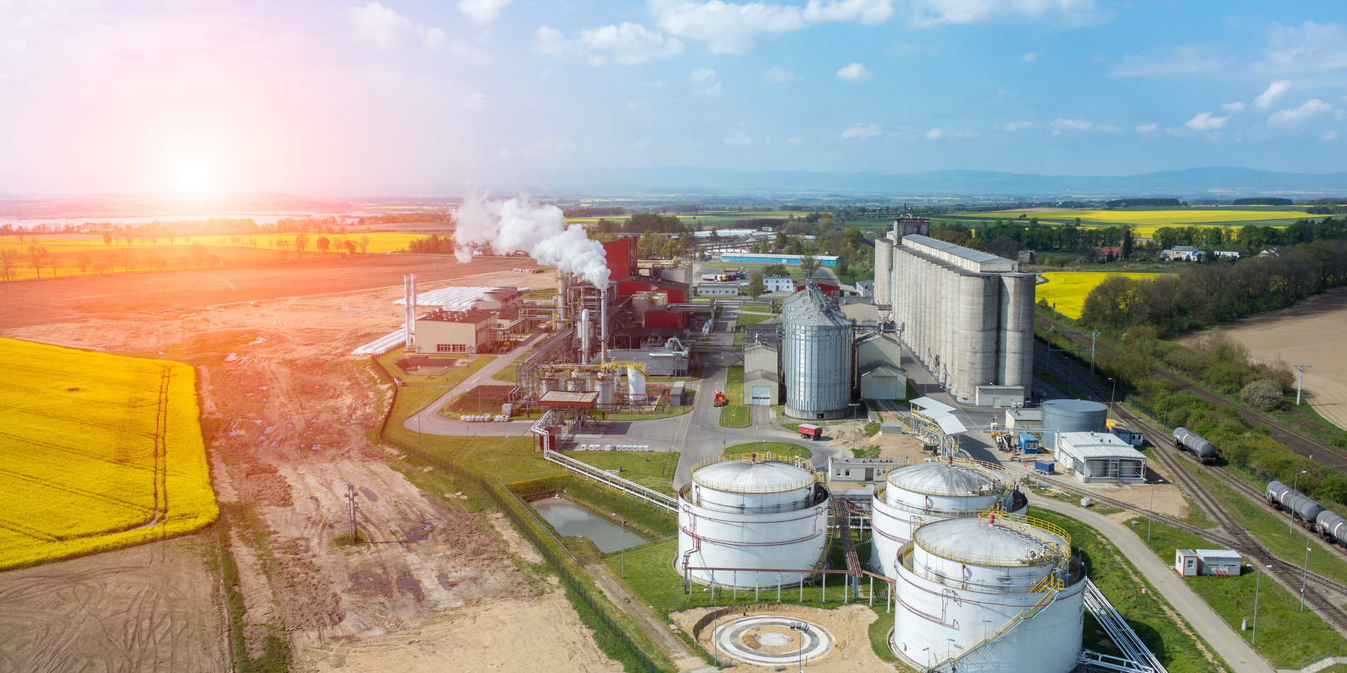 Biorefinery at sunset