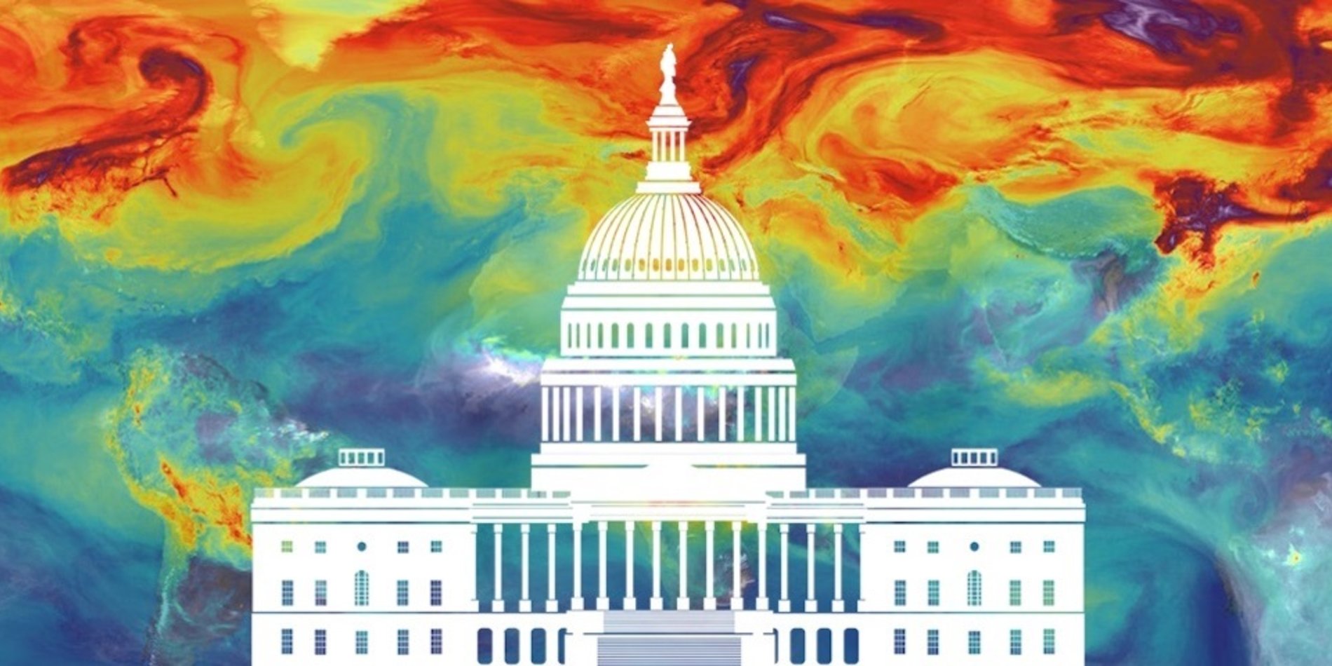 Satellite image of weather with White House overlaid