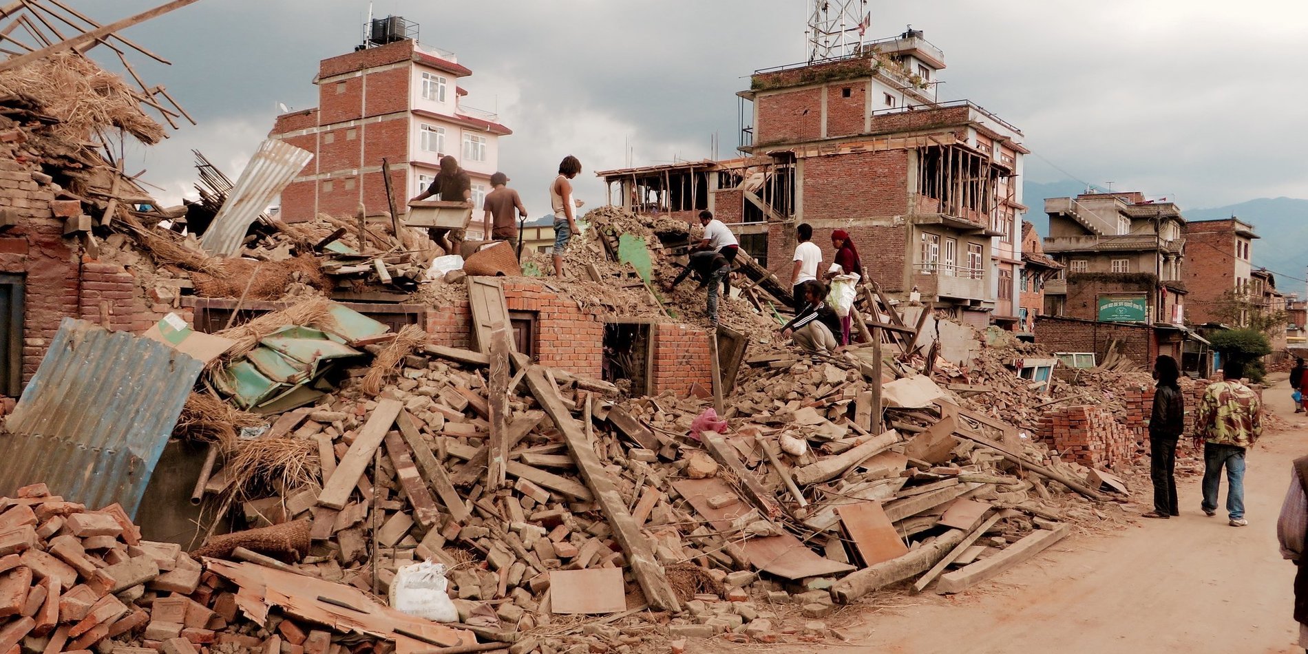 Building ruins from earthquake