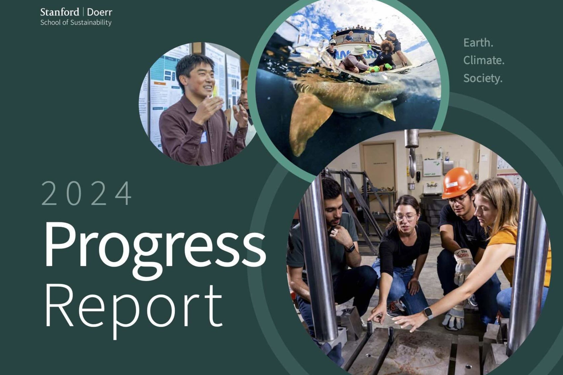 First page of the 2024 Progress Report with images of students and researchers at work