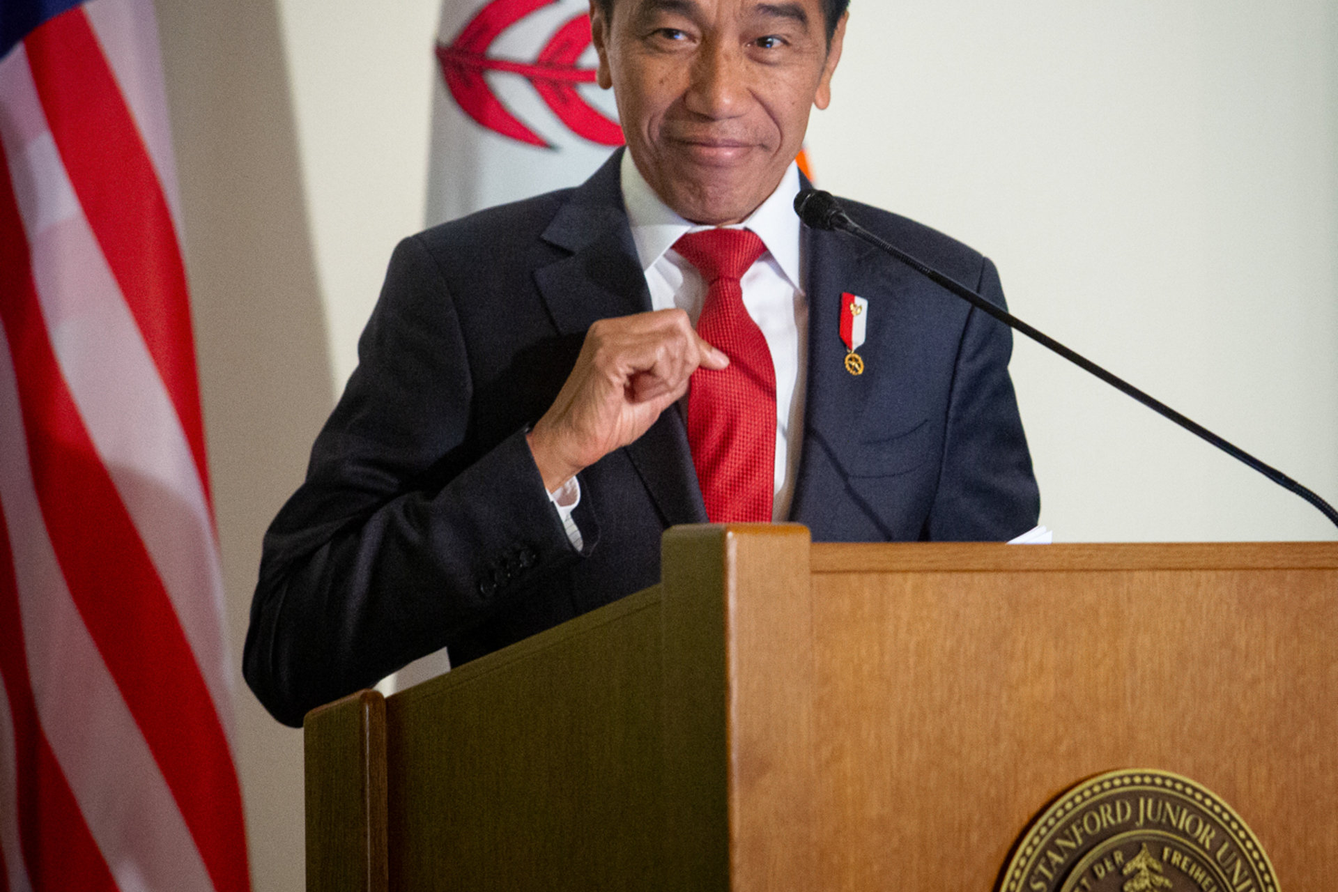 Indonesian President Joko Widodo speaking at Stanford