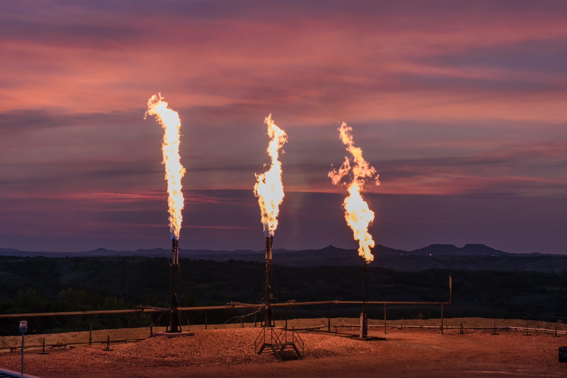 Three methane flares