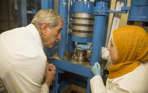 Professor and student in laboratory