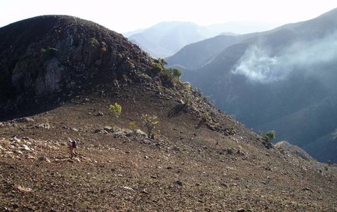 Student on mountain in South Africa