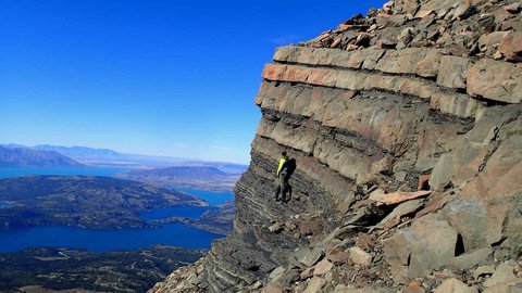 Stephen Dobbs (PhD candidiate) appreciating the Patagonian landscape atop Cerro Tenerife.
