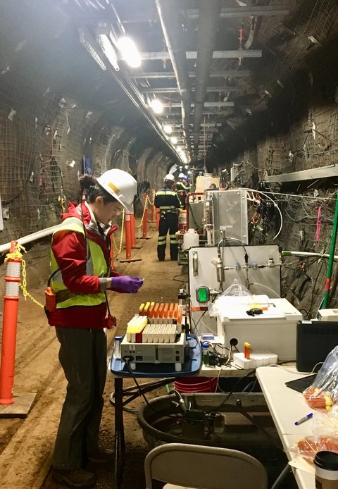 Yuran Zhang in underground research facility