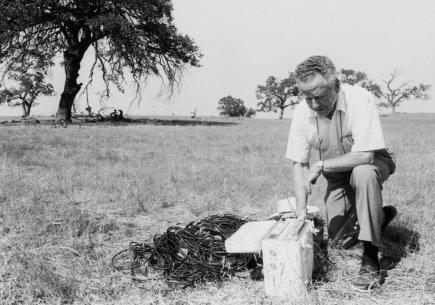Thompson doing fieldwork