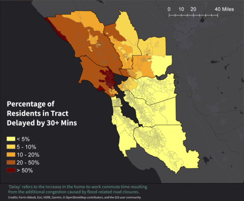 Animated map of flood-related delays