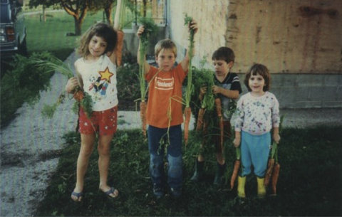 Nick Halla with siblings on family farm