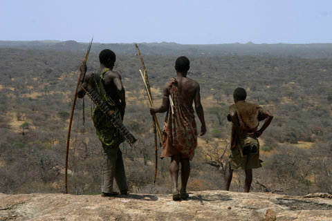 Hadza men scouting for game