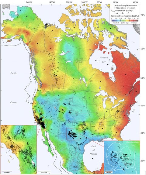 Stress map of North America
