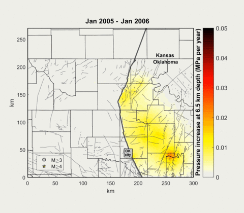 Earthquake forecast map.