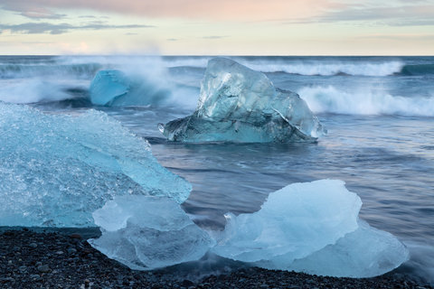 icebergs and ocean