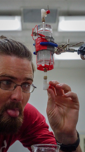 Leighton Watson in a lab