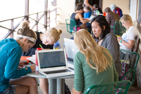 Students working on computers