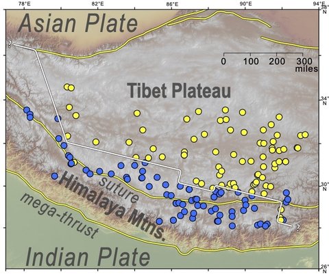 Map of hot spring sample locations
