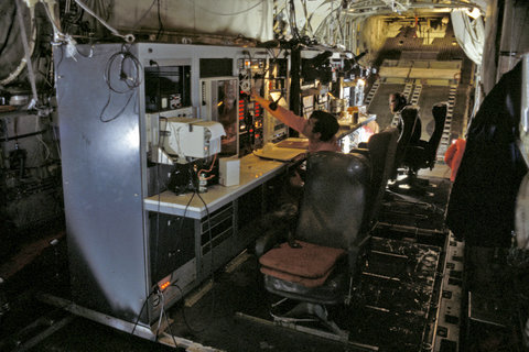 radar controls in C-130 plane