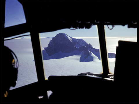 Aerial view of Whitmore Mountain in Antarctica