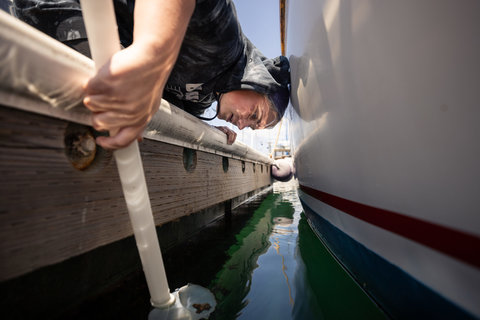 High school student Erica Domen collecting samples