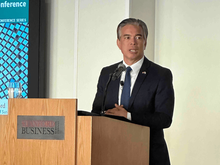Rob Bonta speaking at a podium