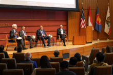 Jim Leape, Tan Sri Nazir Razak, David Cohen, and Gita Wirjawan speak on stage