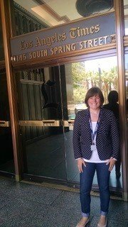 Julia Rosen in front of the LA Times building 2014.