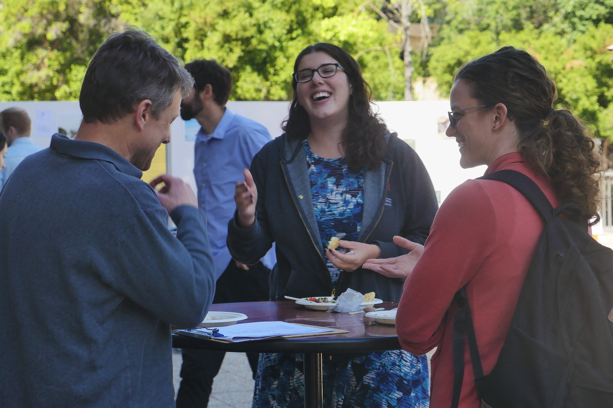 Students chat with each other